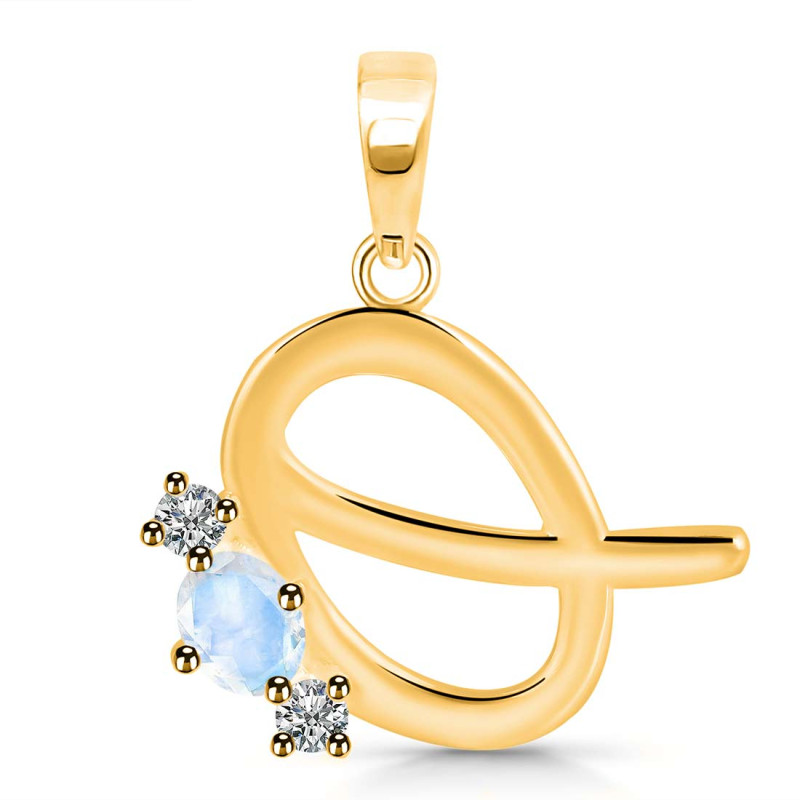 Moonstone & White Topaz Alphabet Q Pendant RBM-RDA-69.