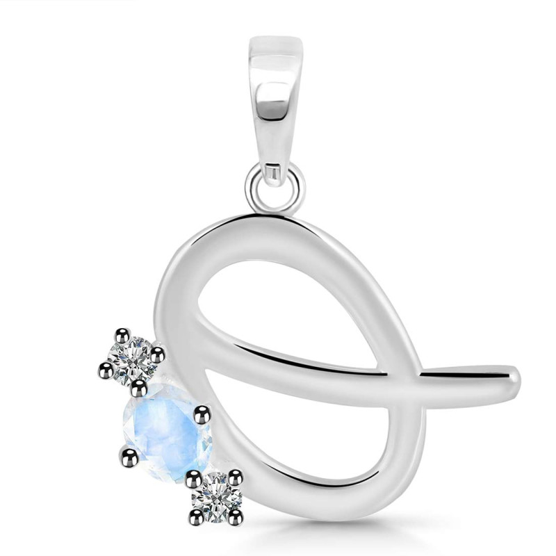 Moonstone & White Topaz Alphabet Q Pendant RBM-RDA-69.