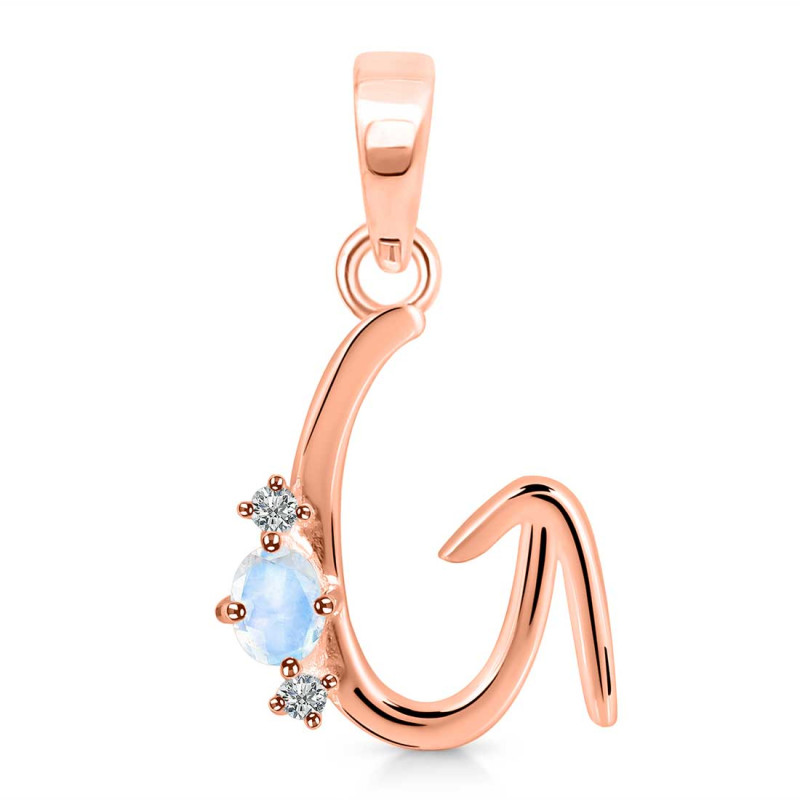 Moonstone & White Topaz Alphabet G Pendant RBM-RDA-7.