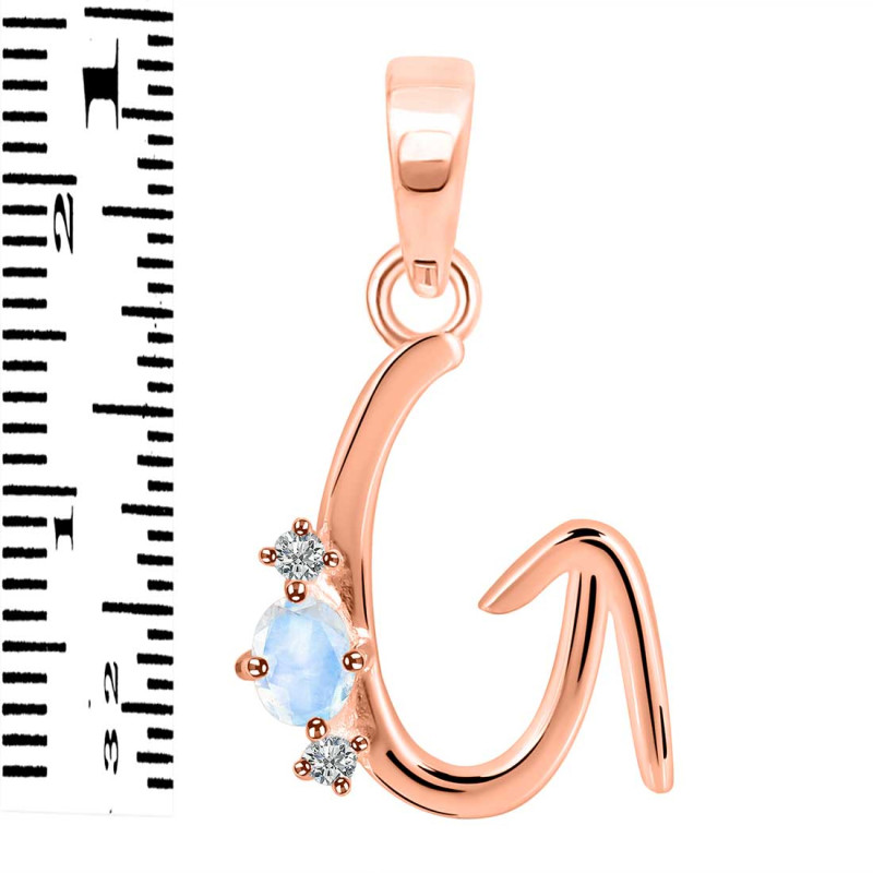Moonstone & White Topaz Alphabet G Pendant RBM-RDA-7.