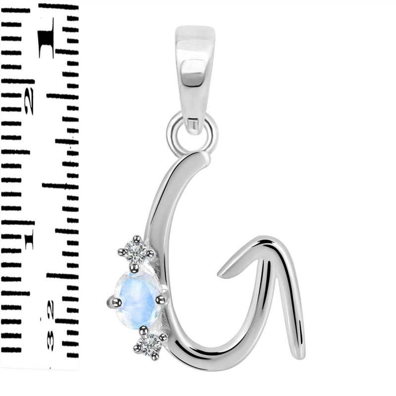 Moonstone & White Topaz Alphabet G Pendant RBM-RDA-7.