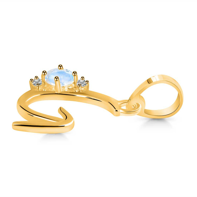 Moonstone & White Topaz Alphabet G Pendant RBM-RDA-7.