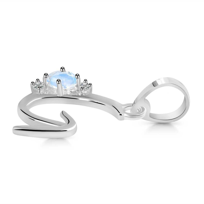 Moonstone & White Topaz Alphabet G Pendant