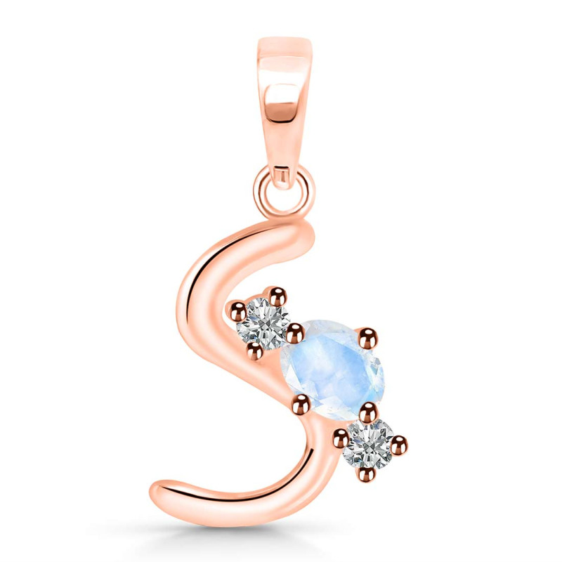 Moonstone & White Topaz Alphabet S Pendant RBM-RDA-71.