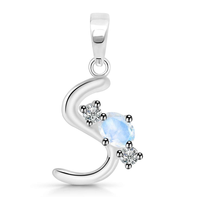 Moonstone & White Topaz Alphabet S Pendant RBM-RDA-71.