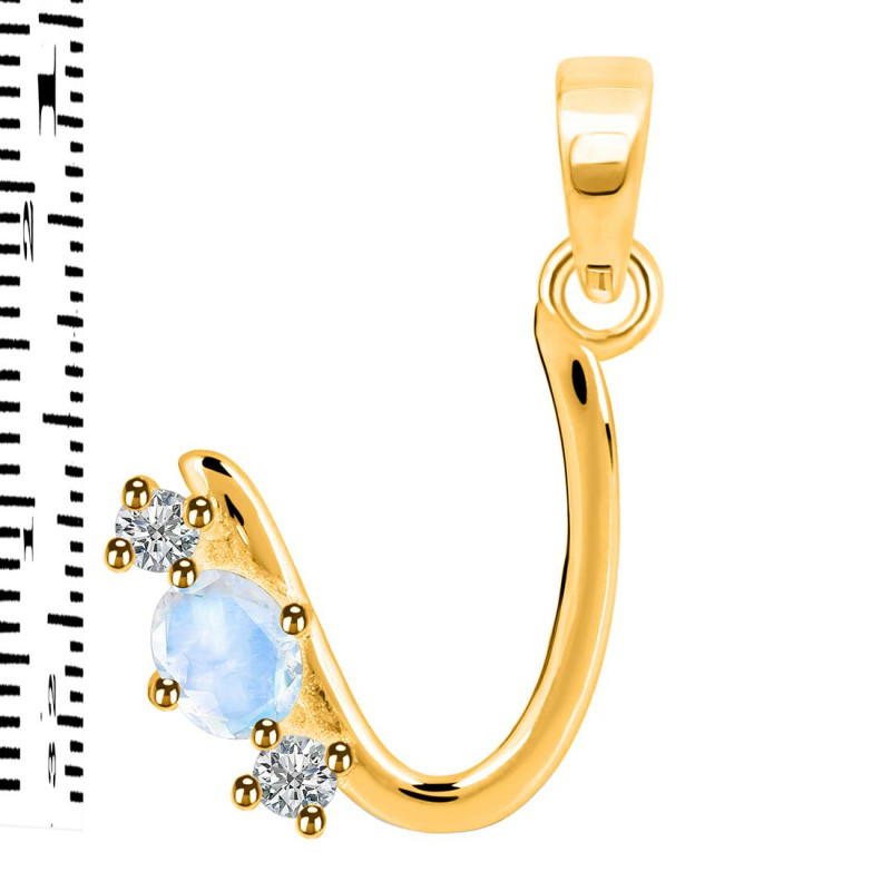Moonstone & White Topaz Alphabet U Pendant RBM-RDA-73.
