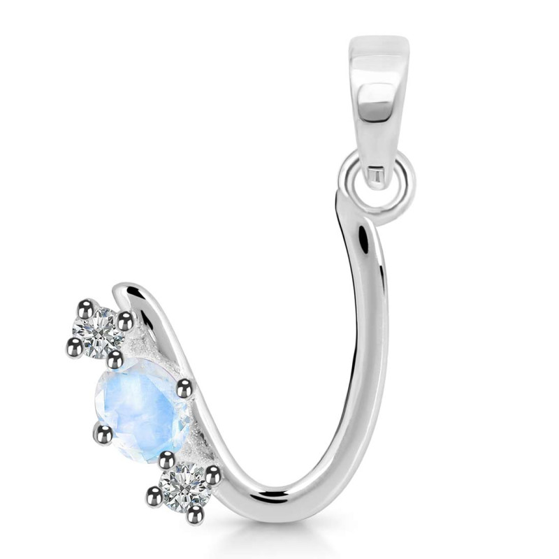 Moonstone & White Topaz Alphabet U Pendant RBM-RDA-73.