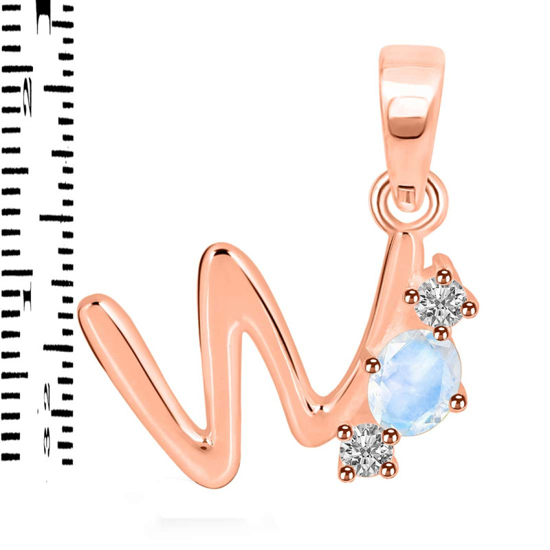 Moonstone & White Topaz Alphabet W Pendant RBM-RDA-75.