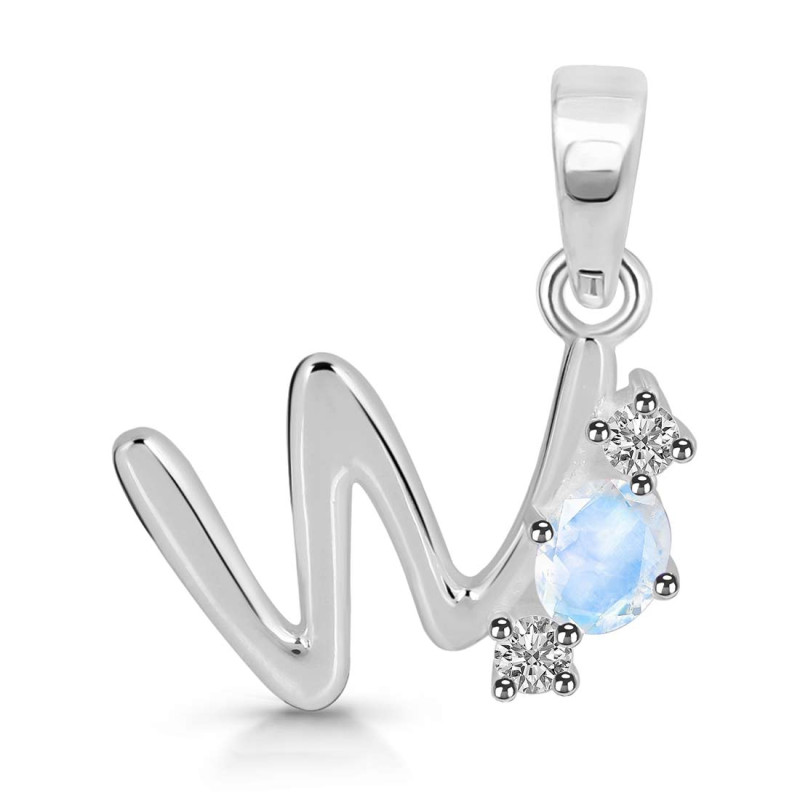 Moonstone & White Topaz Alphabet W Pendant RBM-RDA-75.