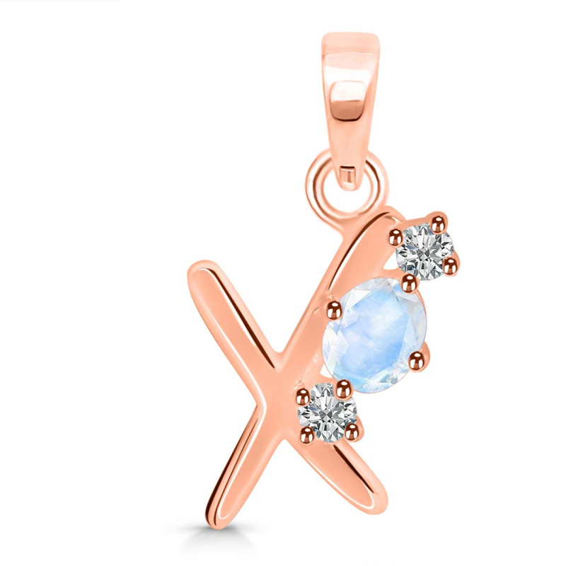 Moonstone & White Topaz Alphabet X Pendant RBM-RDA-76.