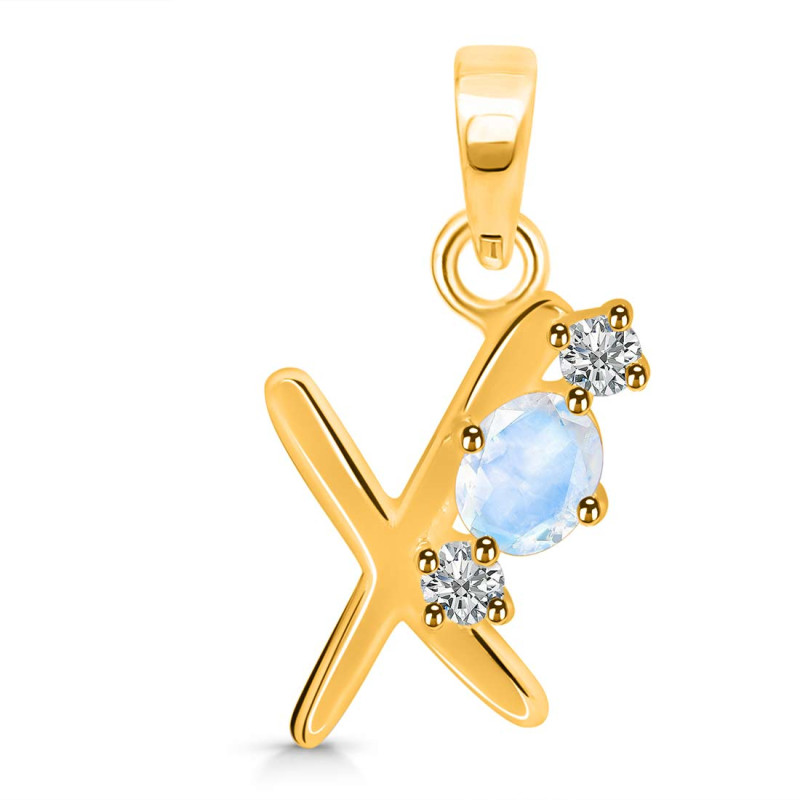 Moonstone & White Topaz Alphabet X Pendant RBM-RDA-76.