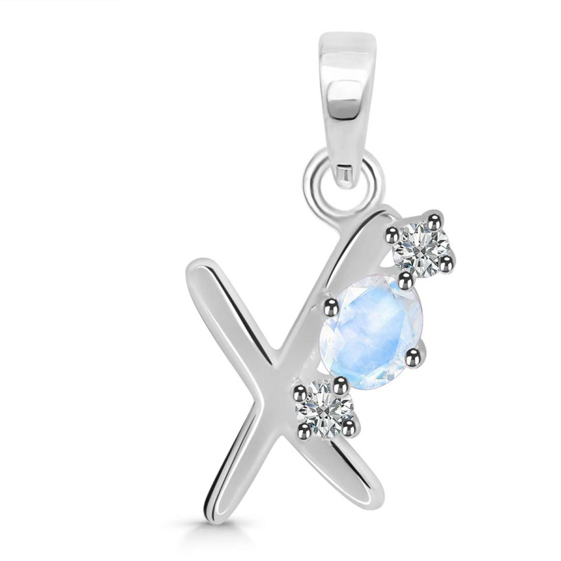 Moonstone & White Topaz Alphabet X Pendant RBM-RDA-76.