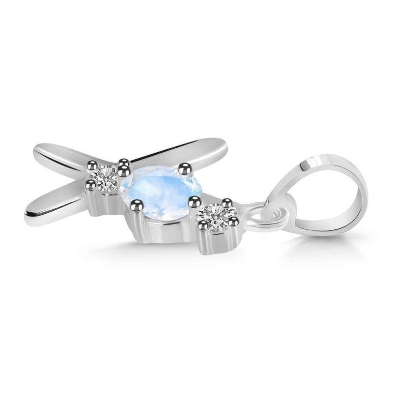Moonstone & White Topaz Alphabet X Pendant