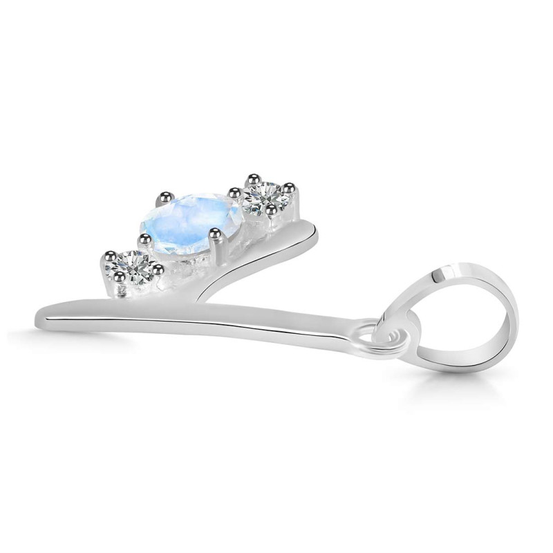 Moonstone & White Topaz Alphabet Y Pendant