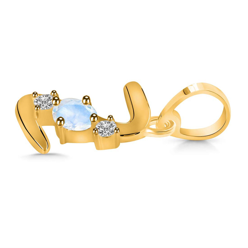 Moonstone & White Topaz Alphabet Z Pendant RBM-RDA-78.