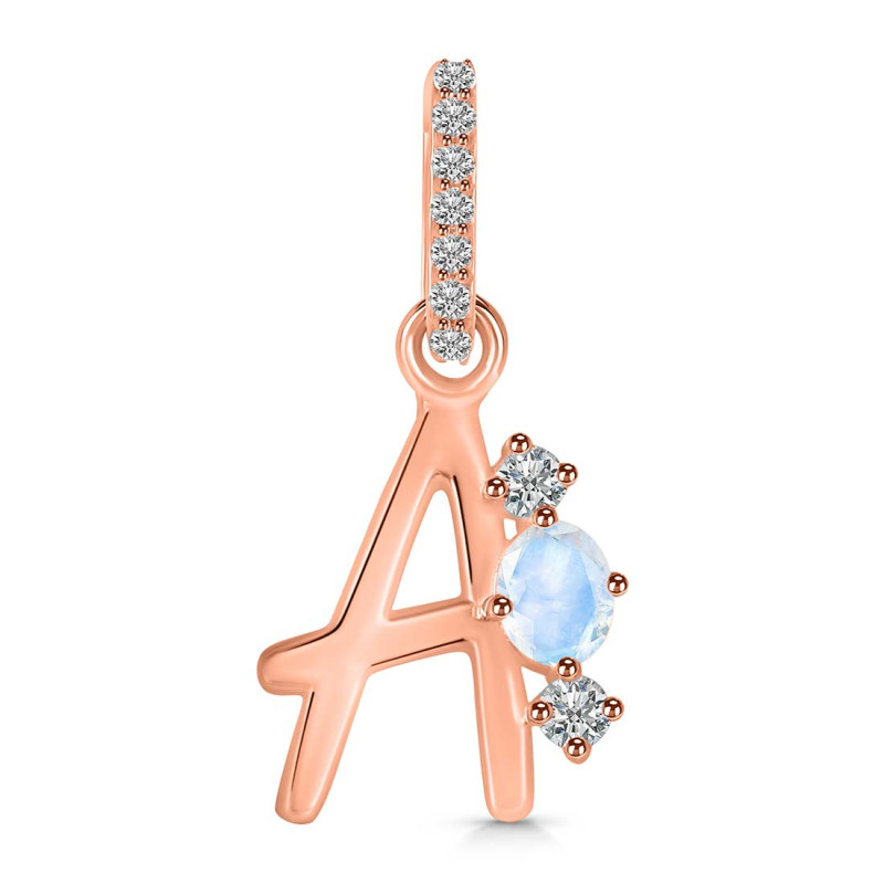 Moonstone & White Topaz Alphabet A Pendant RBM-RDA-79.
