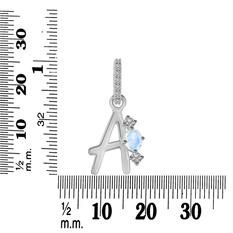 Moonstone & White Topaz Alphabet A Pendant RBM-RDA-79.
