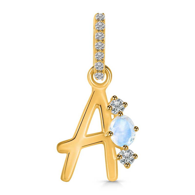 Moonstone & White Topaz Alphabet A Pendant RBM-RDA-79.