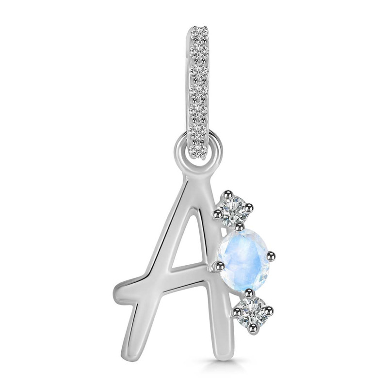 Moonstone & White Topaz Alphabet A Pendant RBM-RDA-79.