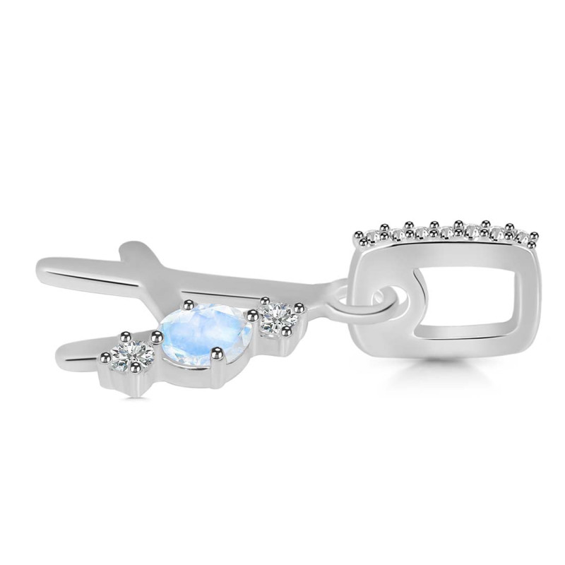 Moonstone & White Topaz Alphabet A Pendant