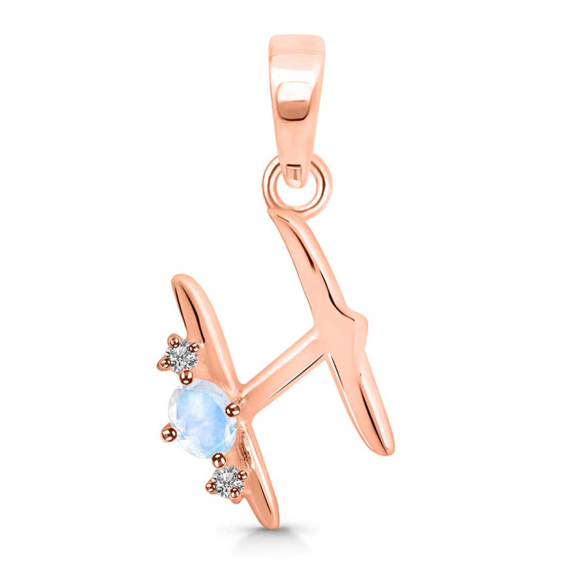 Moonstone & White Topaz Alphabet H Pendant RBM-RDA-8.