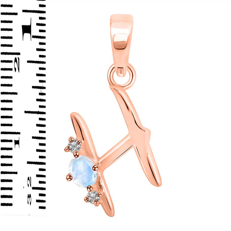 Moonstone & White Topaz Alphabet H Pendant RBM-RDA-8.