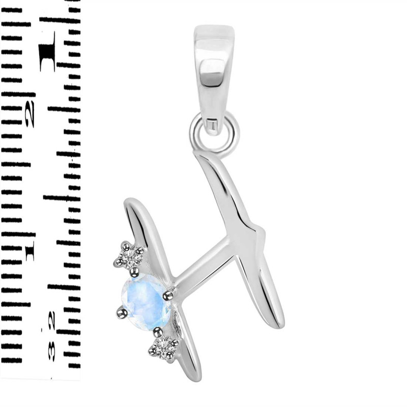 Moonstone & White Topaz Alphabet H Pendant RBM-RDA-8.