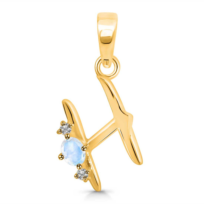 Moonstone & White Topaz Alphabet H Pendant RBM-RDA-8.
