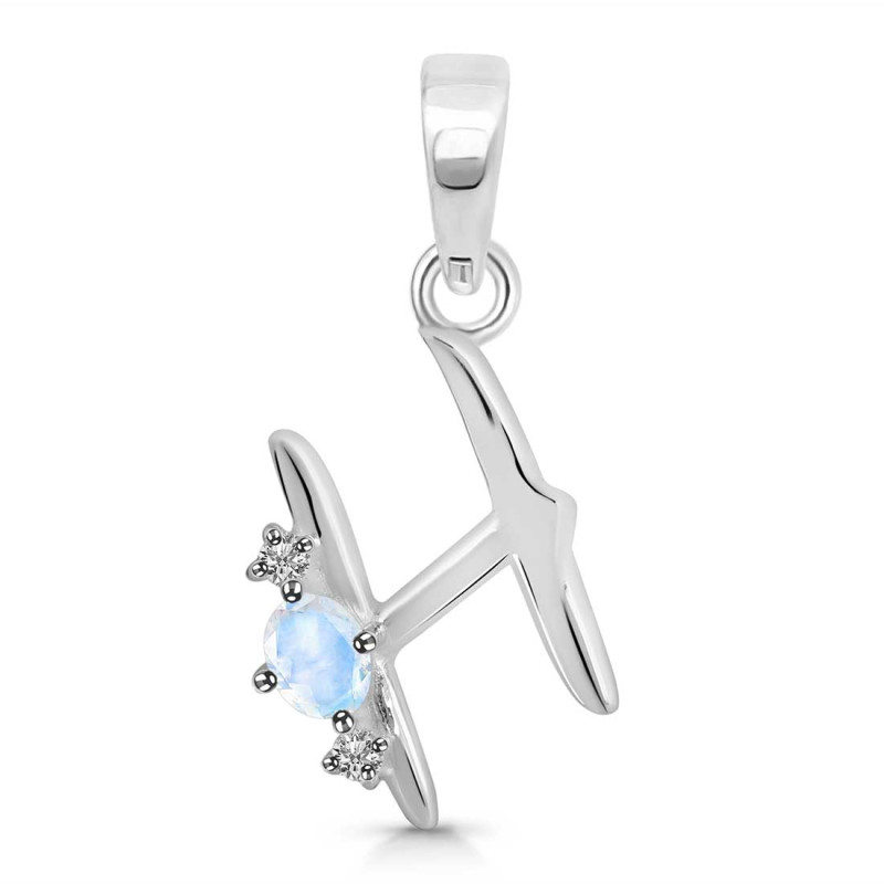 Moonstone & White Topaz Alphabet H Pendant RBM-RDA-8.