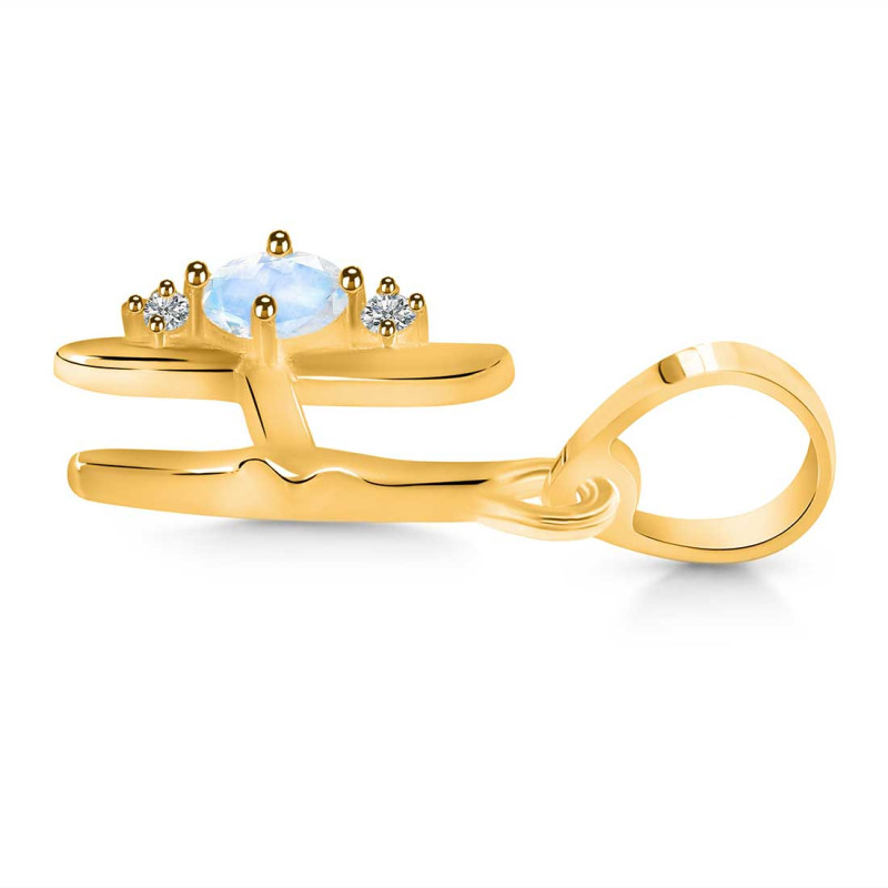 Moonstone & White Topaz Alphabet H Pendant RBM-RDA-8.