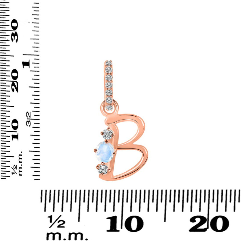Moonstone & White Topaz Alphabet B Pendant RBM-RDA-80.