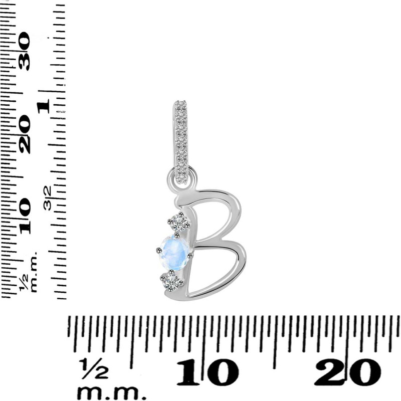 Moonstone & White Topaz Alphabet B Pendant RBM-RDA-80.