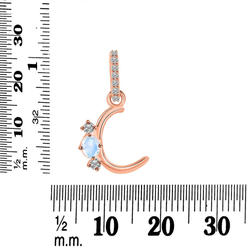 Moonstone & White Topaz Alphabet C Pendant RBM-RDA-81.