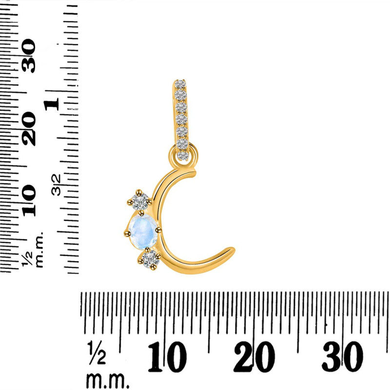 Moonstone & White Topaz Alphabet C Pendant RBM-RDA-81.