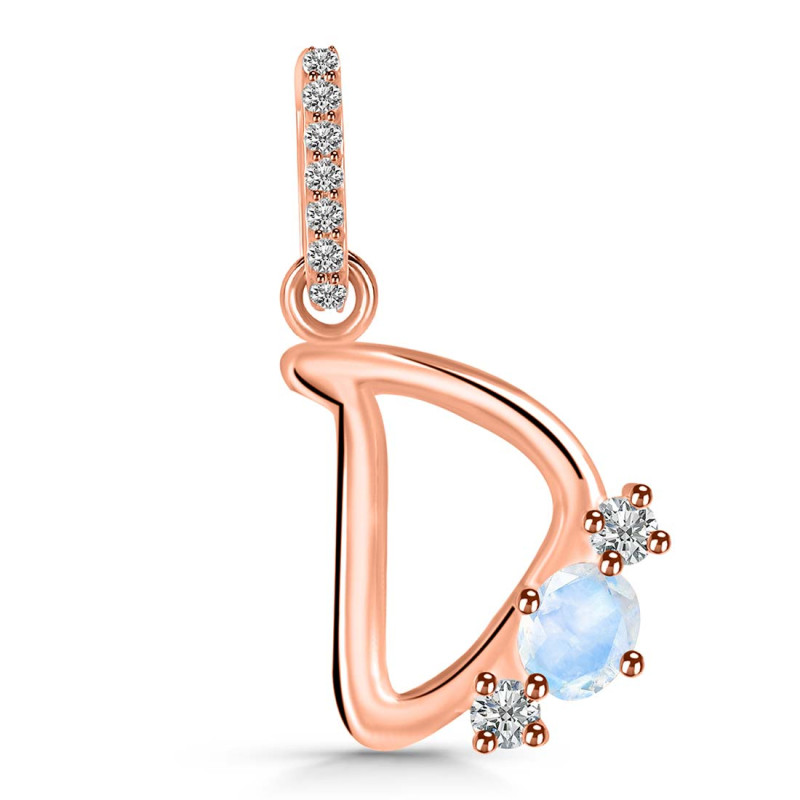 Moonstone & White Topaz Alphabet D Pendant RBM-RDA-82.