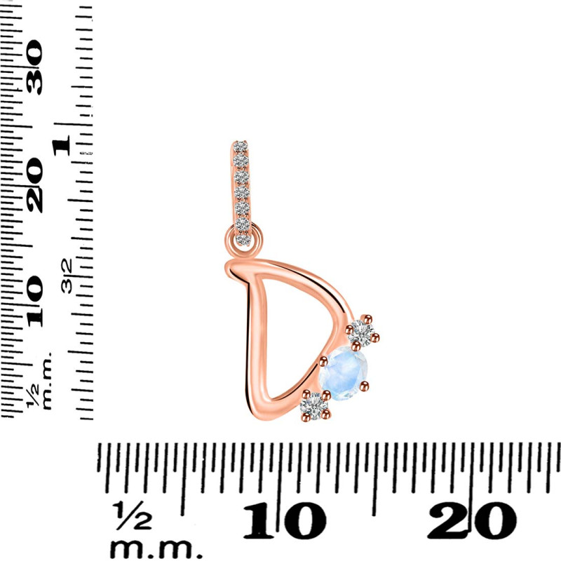 Moonstone & White Topaz Alphabet D Pendant RBM-RDA-82.