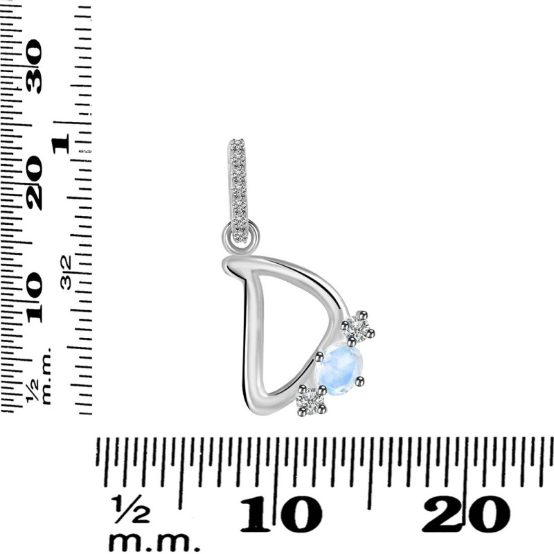 Moonstone & White Topaz Alphabet D Pendant RBM-RDA-82.