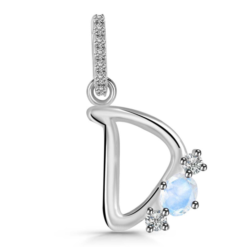 Moonstone & White Topaz Alphabet D Pendant RBM-RDA-82.