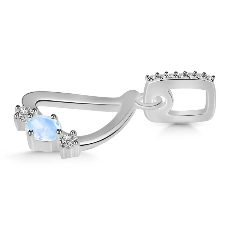 Moonstone & White Topaz Alphabet D Pendant