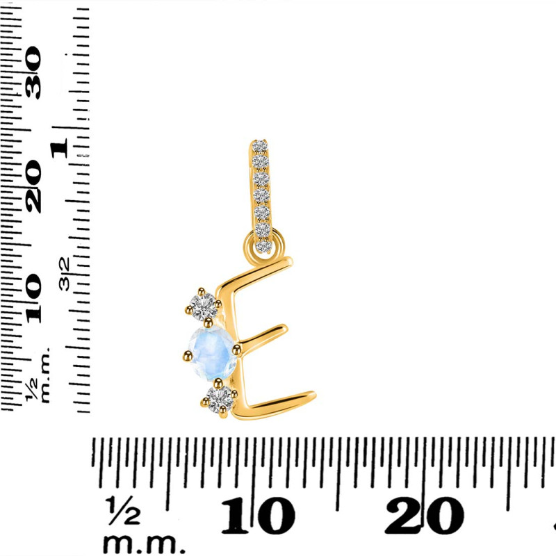 Moonstone & White Topaz Alphabet E Pendant RBM-RDA-83.