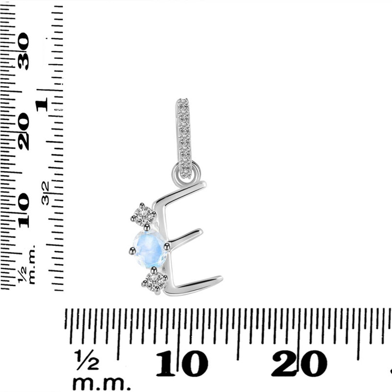 Moonstone & White Topaz Alphabet E Pendant RBM-RDA-83.