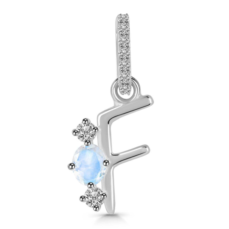 Moonstone & White Topaz Alphabet F Pendant RBM-RDA-84.