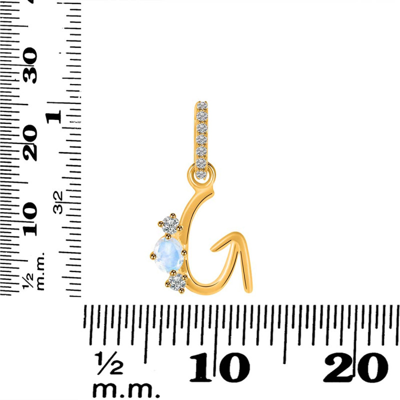 Moonstone & White Topaz Alphabet G Pendant RBM-RDA-85.