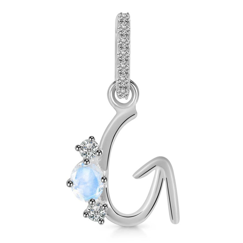 Moonstone & White Topaz Alphabet G Pendant RBM-RDA-85.