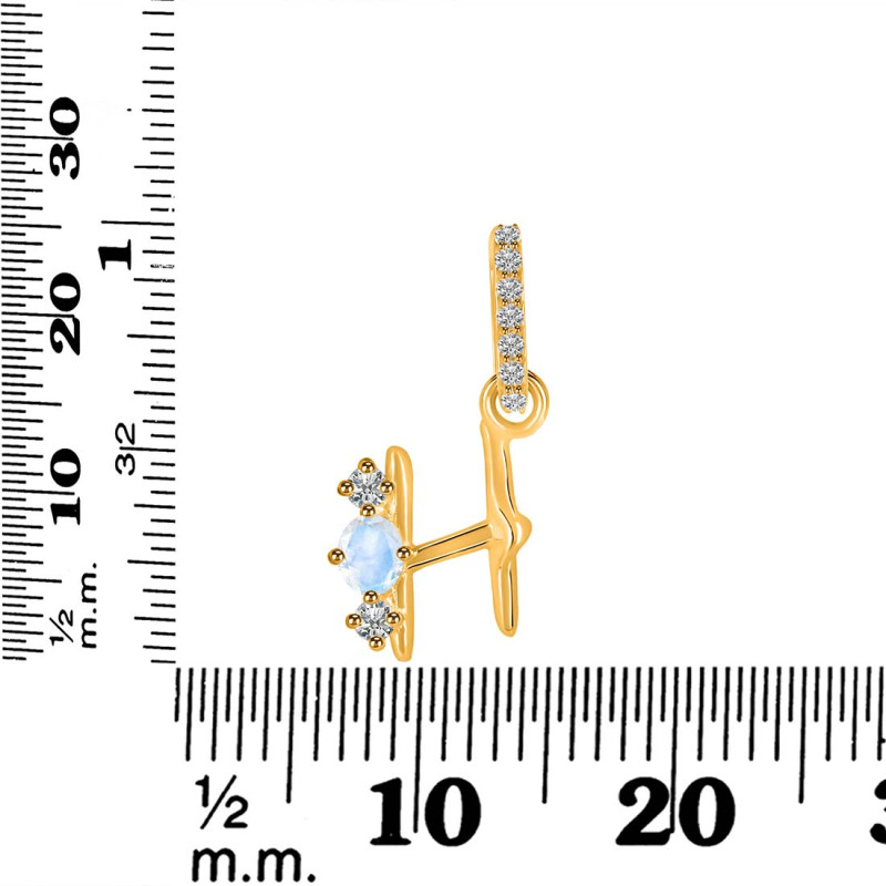 Moonstone & White Topaz Alphabet H Pendant RBM-RDA-86.