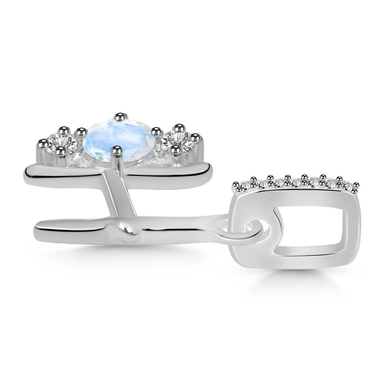 Moonstone & White Topaz Alphabet H Pendant