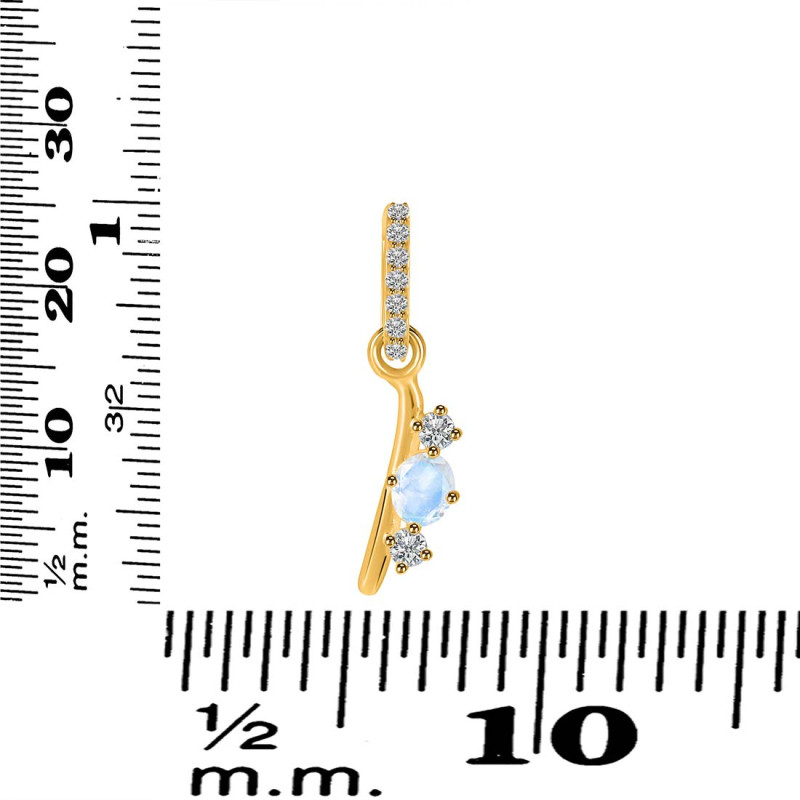Moonstone & White Topaz Alphabet I Pendant RBM-RDA-87.