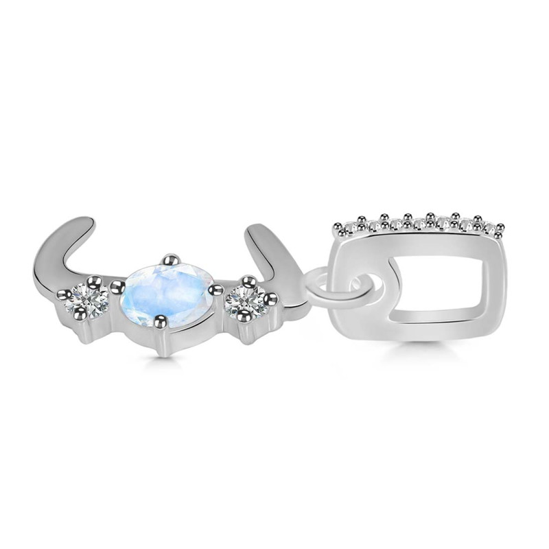 Moonstone & White Topaz Alphabet J Pendant