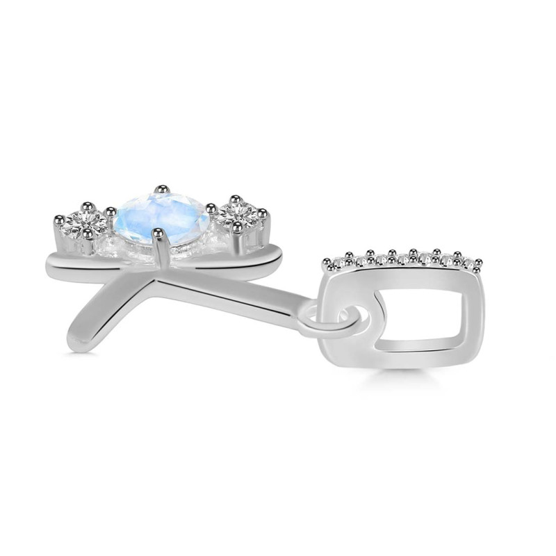 Moonstone & White Topaz Alphabet K Pendant