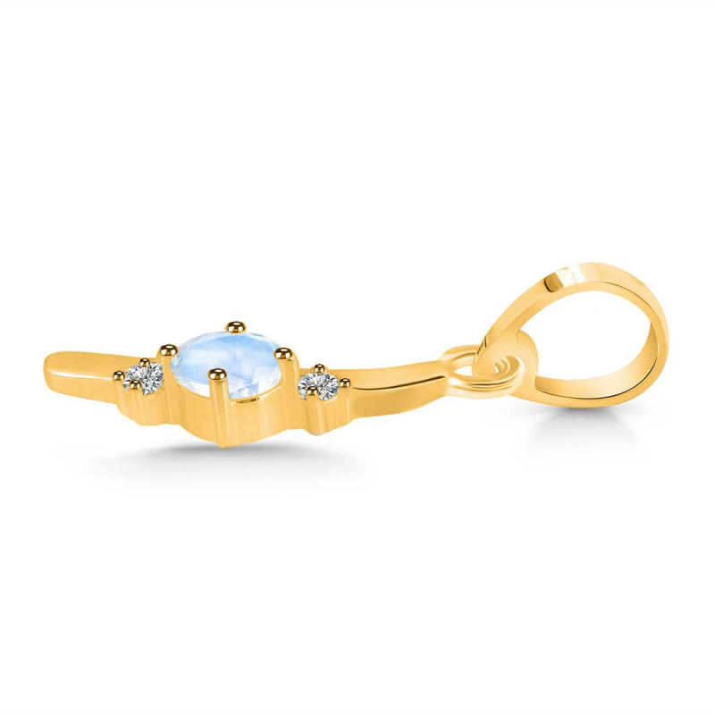Moonstone & White Topaz Alphabet I Pendant RBM-RDA-9.